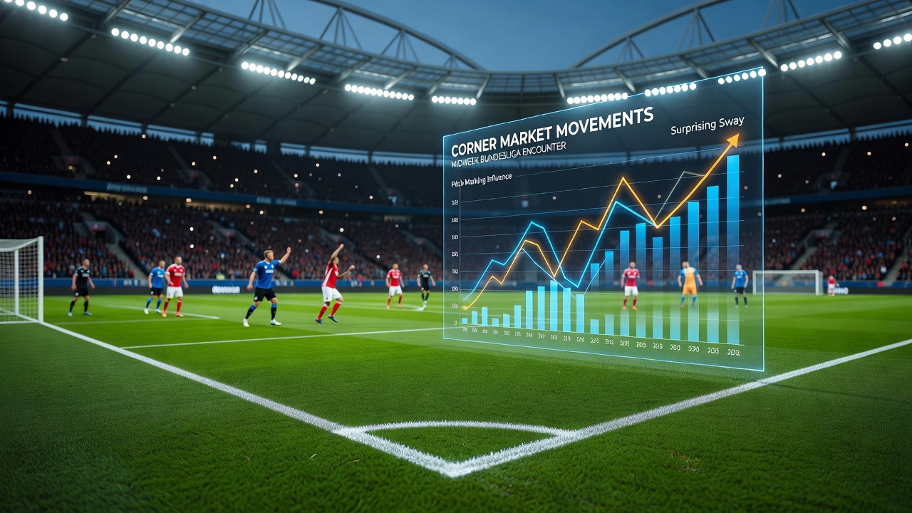 Detailaufnahme von Eckraum-Markierungen während einer Bundesliga-Partie