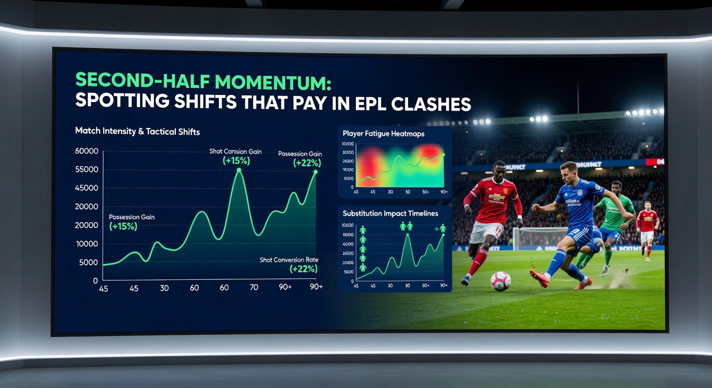 Grafik mit EPL-Statistiken zu Toren in der zweiten Halbzeit und Momentum-Shifts